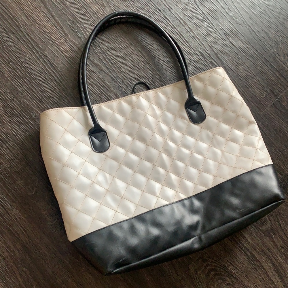 Black and white quilted purse